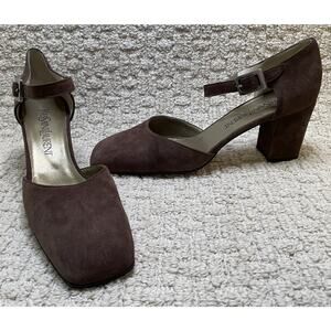 Yves Saint Laurent Pumps Womens 8.5B NEW Brown Suede Ankle Strap Shoes YSL